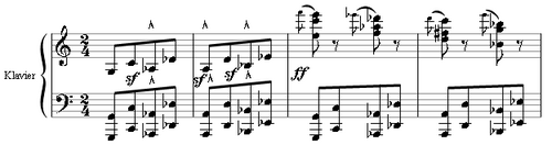 mm. 24–27 from Mussorgsky's "The Hut on Fowl's Legs"