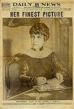 "A photographer's photographer" quote by First Lady Florence Harding, who stated the Edward Jackson's photograph of her was "the best photo ever taken." The photo ran on the entire front page of the February 5, 1921 edition of the New York Daily News.