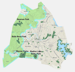Four parks located within Nashville's Highland Rim Forest