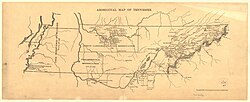 Hand-drawn map of Tennessee showing Cherokee and Chickamauga town locations along major rivers