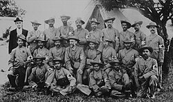 Gandhi (middle, third from right) with the stretcher-bearers of the Indian Ambulance Corps during the Boer War