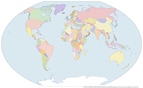 De facto political map of the world, May 2019