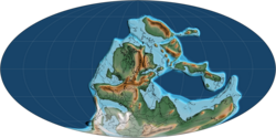 Map of Earth during Carboniferous c. 330 million years ago