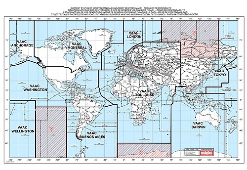 Coverage of the nine VAAC around the world