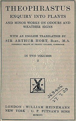 Title page of Sir Arthur Hort's edition with parallel Greek and English text, 1916