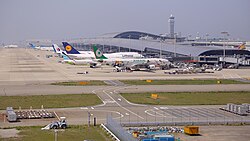 Kansai International Airport with the terminal building in the background