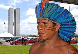 A Tupiniquim chief (Cacique) in Brasília, 2007
