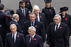 Eight former prime ministers seen together in 2024 – first row Blair and Major, second row Cameron and Brown, third Johnson and May, fourth Sunak and Truss