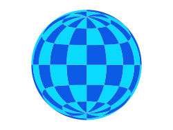 Gravitational light deflection at a neutron star. Due to relativistic light deflection, over half the surface is visible (each grid patch represents 30° by 30°).[52] This star's radius is twice its Schwarzschild radius.[52]