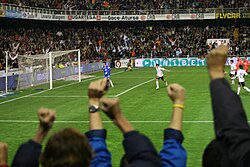 Villa after scoring a penalty against Sevilla in 2007