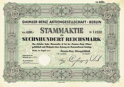 Share of the Daimler-Benz AG, issued August 1934
