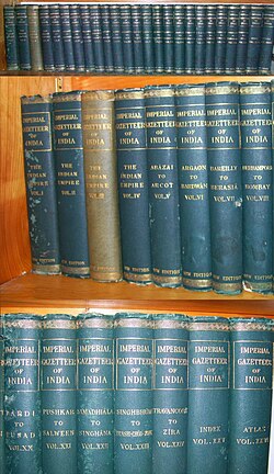 The 1908 edition, in 26 volumes, including the first four encyclopaedic volumes entitled Indian Empire: Descriptive, Historical, Economic and Administrative, and the last volume (26), Atlas.