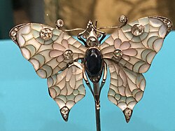 Butterfly brooch from the Russian court in gold, silver, diamond, and sapphire. 19th century