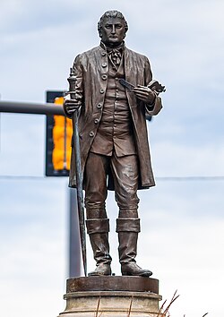 1888 statue of city founder General Moses Cleaveland by James G. C. Hamilton
