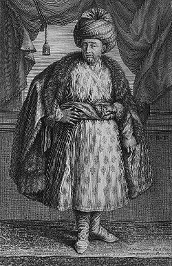 Portrait of Jean-Baptiste Tavernier, as a traveller wearing Mughal dress, from his Les Six Voyages, published in 1679