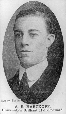 Albert Hartkopf played 48 games and scored 87 goals for University from 1908 to 1914.