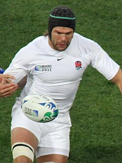 Tom Palmer wearing the traditional white England shirt at the 2011 World Cup