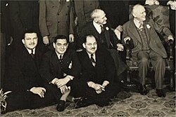 Carl Laemmle (seated far right) and Irving Leroy Ress (sitting, far left) at Laemmle's 70th birthday celebration (1937)