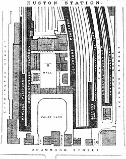 Plan of Euston station from 1888