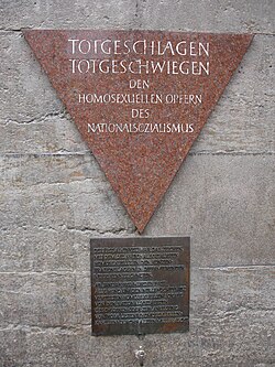 Berlin memorial to homosexual victims of the Holocaust: Totgeschlagen – Totgeschwiegen (Struck Dead – Hushed Up)
