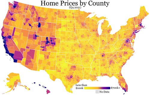 Home prices by county (2021) <$100,000 $200,000 $300,000 $400,000 $500,000 $600,000 $700,000+