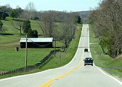 At 484 miles (779 km) long, Kentucky Route 80 is the longest route in Kentucky, pictured here west of Somerset.