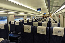 Interior view of a high-speed bullet train, manufactured in China