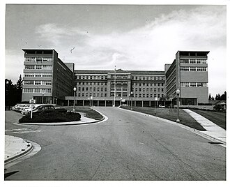 Former Public Health Service Hospital on The Presidio of San Francisco and former DLI branch location. The building center were classrooms and offices, while both wings were student quarters.