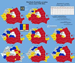 Romanians by counties (Ethnic maps 1930–2021)