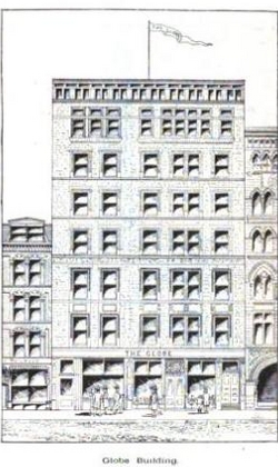 The second Globe headquarters, home of the paper from 1887 to 1958, built on and adjacent to the site of the original Globe building[14][15]