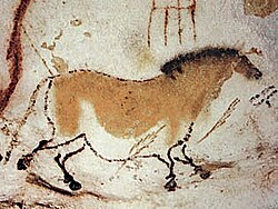 Cave painting of a dun horse (Equus ferus) at Lascaux