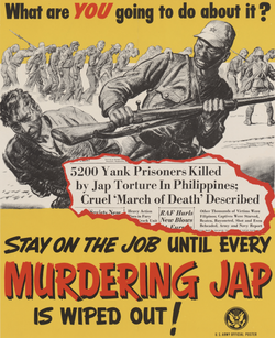 A propaganda newspaper clipping which refers to the Bataan Death March in 1942 was distributed and sparked outrage worldwide.