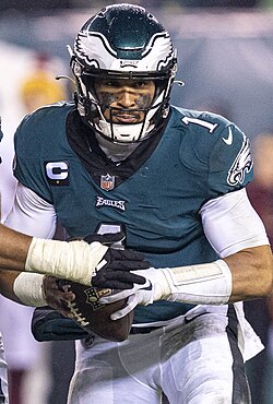 Jalen Hurts, quarterback of the Philadelphia Eagles, led the Eagles to the Super Bowl for the second time in his career, after playing in Super Bowl LVII during the 2022 NFL season.