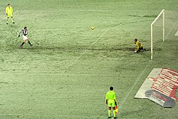 Del Piero scoring his 250th goal against Reggina in the 2008–09 Serie A season