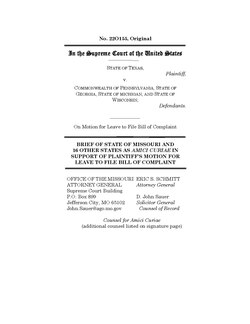 Texas v. Pennsylvania motion (left), which called for the Supreme Court to nullify the election, and amicus curiae brief from 17 states (right)
