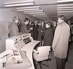 Pierre Auger (far left) visiting the European Space Research and Technology Centre ESTEC on 3 February 1967