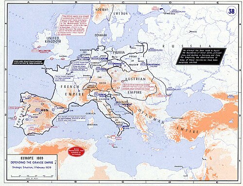 The strategic situation in Europe in February 1809