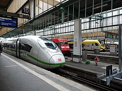ICE high-speed, Intercity and Go-Ahead regional train in Stuttgart's central station