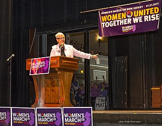 Coleman speaking at the 2017 Women's March in Trenton, New Jersey