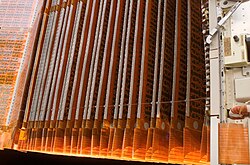 Close-up view of solar array folded like an accordion.