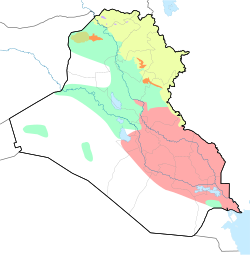 Sunni Arabs Shiite Arabs Sunni Kurds Assyrians Yazidis Turkmen Map of all majority-group clusters of the country's ethnic groups in large, deliberately grouped, census output areas as at the 2006 to 2008 study