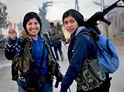 Women's Protection Units (YPJ) fighters in the Afrin Region during the operation.