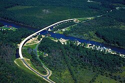 A section of the Intracoastal Waterway in Pamlico County, North Carolina, crossed by the Hobucken Bridge