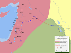 Map detailing the route of Khalid ibn al-Walid's invasion of Syria