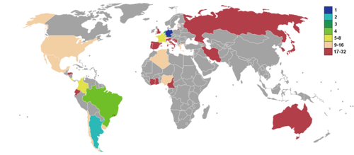Result of countries participating in the 2014 FIFA World Cup Champion Runner-up Third place Fourth place Quarter-finals Round of 16 Group stage