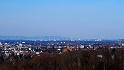 View across Darmstadt towards the Frankfurt skyline