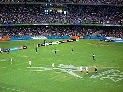 The Commonwealth Games are the third-largest multi-sport event in the world, bringing together globally popular sports and peculiarly "Commonwealth" sports, such as rugby sevens, shown here at the 2006 Games in Melbourne.