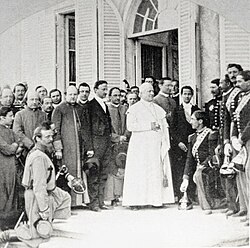 Pius IX in audience with King Francis II of the Two Sicilies in 1862[19]