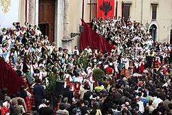 Arbëreshë in traditional costume in the Piana degli Albanesi
