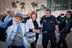 Women detained at Western Wall for wearing prayer shawls; photo from Women of the Wall